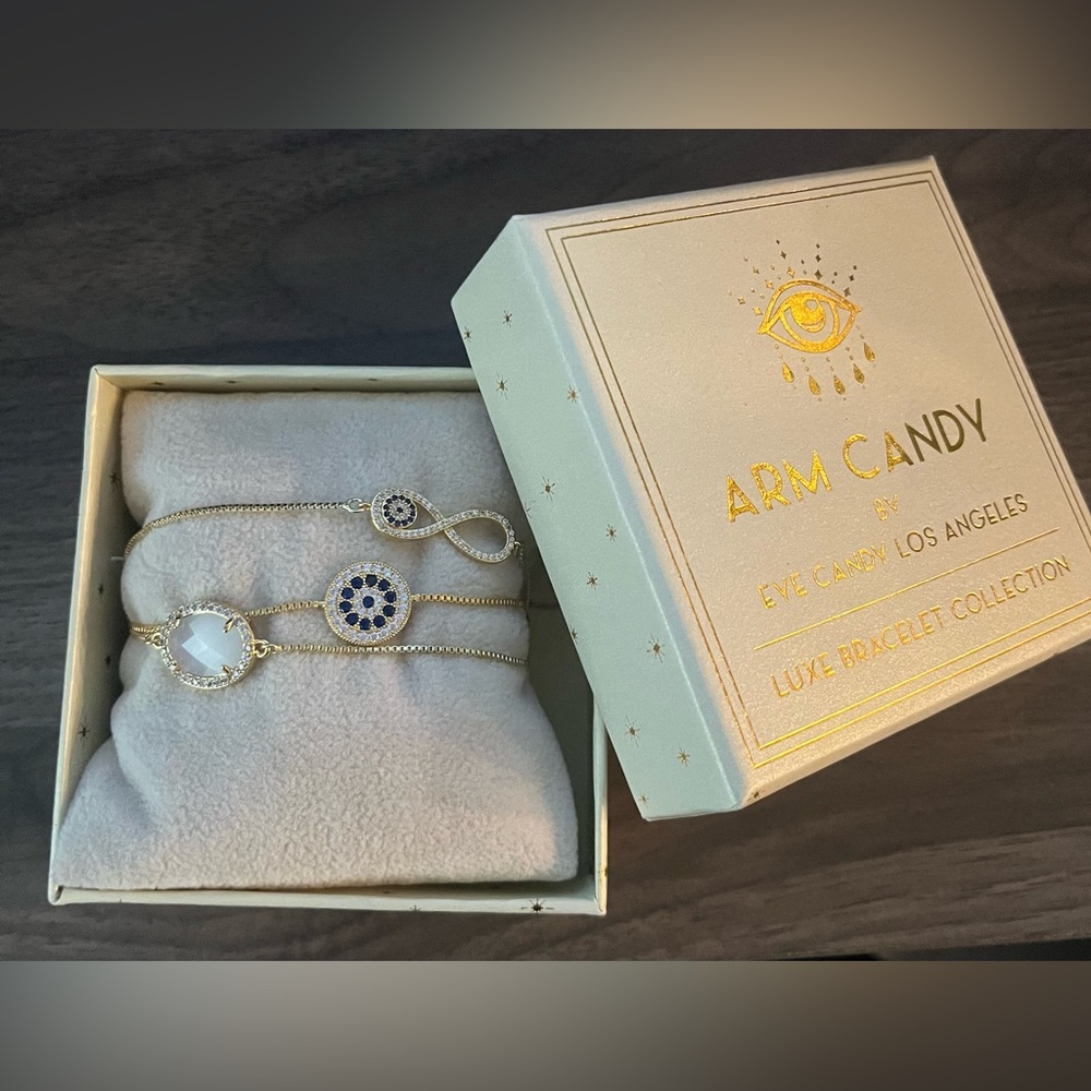 NEW IN BOX Arm Candy By Eye Candy Los Angeles Brass 18K Gold Plated LuxeBracelet